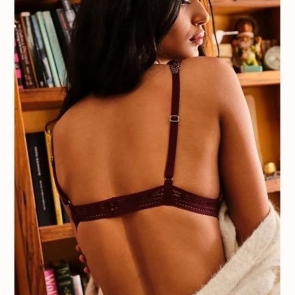 (S) Free People Wine Alia Lace Floral Br - Picture 3 of 5